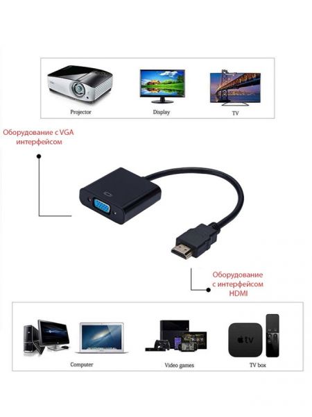 Адаптер HDMI-VGA черный