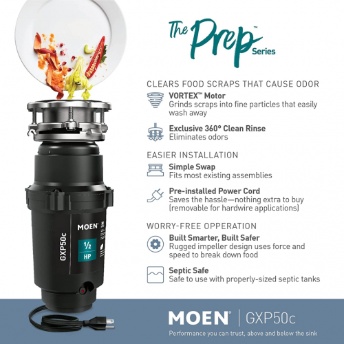 Измельчитель мусора Moen GXP50C Prep Series PRO 1/2 HP