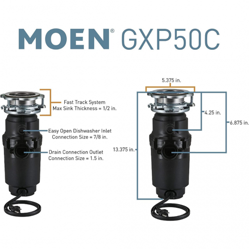 Измельчитель мусора Moen GXP50C Prep Series PRO 1/2 HP