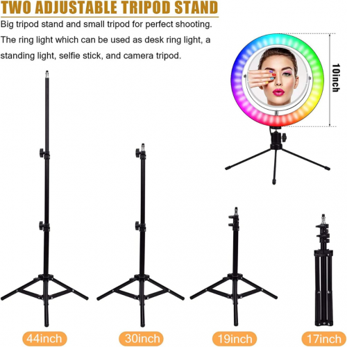 Кольцевая лампа 10 дюймов с зеркалом и дополнительным штативом