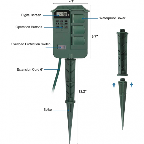 DEWENWILS Outdoor Digital Power Stake Timer (уличный удлинитель с таймером)