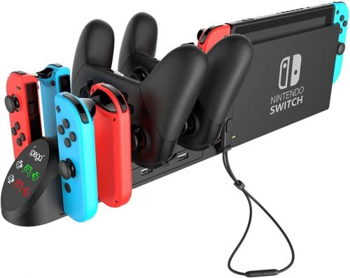 Подставка для зарядной док-станции 6 в 1 для Nintendo Switch Joy-Con Pro с переключателем Joy-Con Small Handle