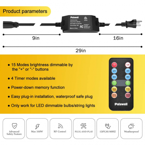 Диммер Palawell для наружных гирлянд 350W