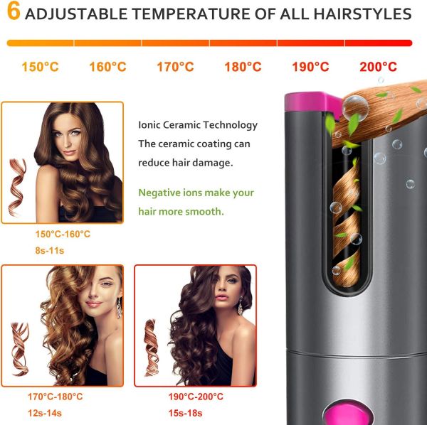 Беспроводная автоматическая щипцы для завивки волос AURUZA Unbound