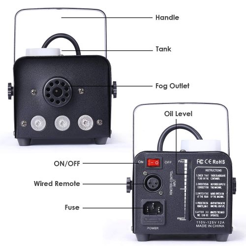 Amzdeal Fog Machine со светодиодной подсветкой 400W