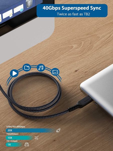 Кабель Thunderbolt 3 (6,6 фута) с синхронизацией данных 40 Гбит/с и зарядкой 100 Вт