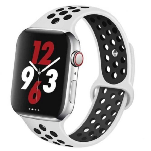 Спортивный ремешок для Apple Watch бело-черный