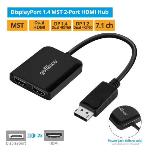 2-портовый концентратор HDMI DisplayPort 1.4 MST.