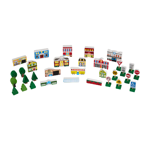 Игровой набор Melissa & Doug Wooden Town с лотком для хранения (32 предмета)