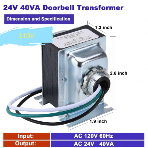Трансформатор дверного звонка 24 В 40 ВА переменного тока.