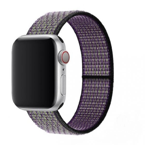 Нейлоновый ремешок для Apple Watch зеленый с фиолетовым